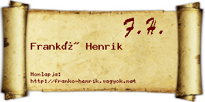 Frankó Henrik névjegykártya