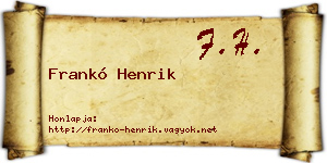 Frankó Henrik névjegykártya